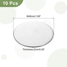 sourcing map 10Pcs Stainless Steel Disc, 1 7/8"(48mm) Dia 0.08"(2mm) Thick 304 Stainless Steel Flat Round Sheet Blank Round Circle Plate for Crafts Metal Stamping and Jewelry Making
