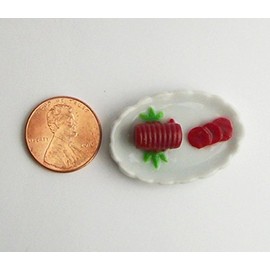 1:12 Dollhouse Scale Cranberry Sauce Dish Christmas Thanksgiving Dollhouse Miniature Doll Food Fairy Garden Dinner Lunch Meal Dessert