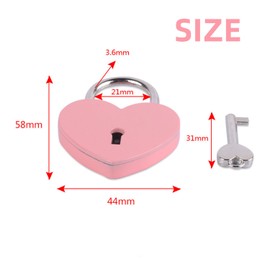 Love Lock, Pack of 2 Heart Padlock, Heart Lock with Key, Mini Heart-Shaped Padlock for Valentine's Day, Wedding, Anniversary, Storage Box (Pink)