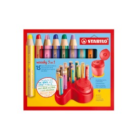 Premium Placemats - STABILO Woody 3 in 1 - Pack of 15 - 10 x STABILO Woody 3 in 1, 2 x STABILO Woody 3 in 1 Pastel, 3 x STABILO Woody 3 in 1 Duo, 1 x Can Sharpener, 1 x Placemat