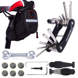 COZYROOMY Bicycle Repair Kit – Saddle Bag, Bicycle Tool Set with Bicycle Bag and Bicycle Multi-Tool, Chain Tool, Bicycle Tyre Tool, silver