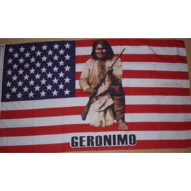 Geronimo Apace Indian Leader on US American 5'x3' Flag by 1000 Flags