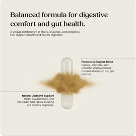 Greenworks Nature's Digest Gut Health Supplement, Digestive Enzymes with Soil-Based Probiotics & Prebiotics, Supports Digestion, Bloating & Regularity, Non-GMO Vegan Shelf-Stable Capsules, 60 Count