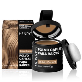 Henrys Polvo para Retocar Raíces Rubio Oscuro, Rellena Zonas Escasas, Define la Línea del Cabello y Cubre el Crecimiento de Raíces al Instante y en Cualquier Momento, Fibras Capilares Hairline Powder. Calvicie, Caida de Cabello o falta de Volumen para Mu