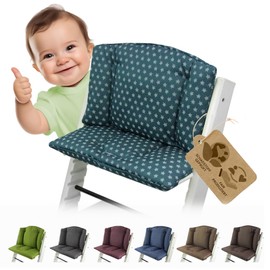 ninna-nanna by Bambiniwelt Seat Cushion Replacement Cover Cushion Set Seat Reducer Compatible with Stokke Tripp Trapp for Highchair Children's Chair Model 1 (Stars Turquoise)
