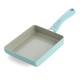 Green Chef Egg Pan, IH Compatible, Ceramic Treatment, Non-Stick Inside and Outside Surface, Easy Care, No Harmful Substances, Earth Color, Mint Green