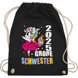 Shirtracer - Sibling brother and sister - Big Sister 2022 with ballerina unicorn - gym bag and fabric bag made of cotton, 1 black, Einheitsgröße