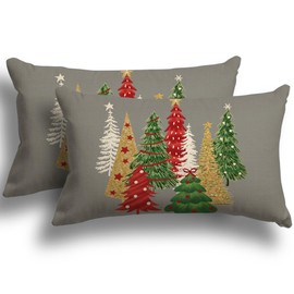 ZWJD cushion cover Christmas 30x50 set of 2 cushion covers, decorative pillows, linen cushion covers for Christmas decorations, sofa, bedroom, sofa, pillowcase 30x50 cm
