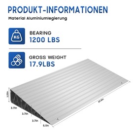 YMINCGGM Door Threshold Ramp 1.75” Rise, Aluminum Wheelchair Threshold Ramps for Doorways, Door Ramp 1200lbs Load Capacity for Wheelchair, Scooter, Bike