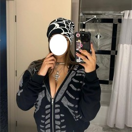 yolrdiw Women Y2k Beanie Spider Web Graphic Cozy Knitted Hats Men Warm Winter Caps, Blue/Light Blue, One Size