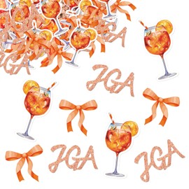 MEJOSER 100 Stück JGA Deko Aperol Konfetti mit Glitzer Junggesellenabschied Deko Frauen Männer Tischdeko Doppelseitig Aperoli Basteln Geschenk für Sommer Hochzeit Fasching Junggesellinnenabschied