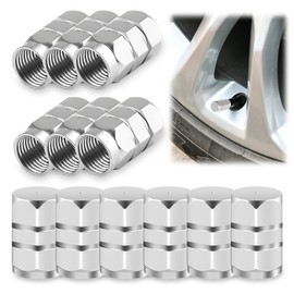 OIHCAZ 12 Pack Tyre Valve Caps, Dust Caps For Car Tyres Aluminium Alloy Car Tyre Valve Caps Corrosion Resistant Air Leakproof Covers for Bikes Cars Trucks Motorcycles Valves (Silver)