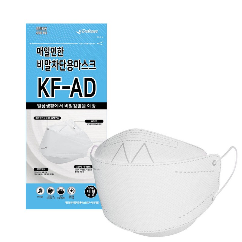 Defense droplet blocking KF-AD mask white large size 100 sheets