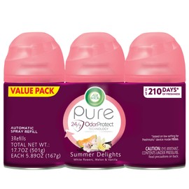 Air Wick Automatic Air Freshener Spray Refill, Summer Delights, 3ct, Essential Oils, Odor Neutralization