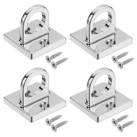 PATIKIL Pad Eye Plate U Hooks, 4 Pack Metal Ceiling Hook Wall Mount Loop with Screws Hardware Ring Hooks for Hanging Ropes in Queue Barrier, Silver