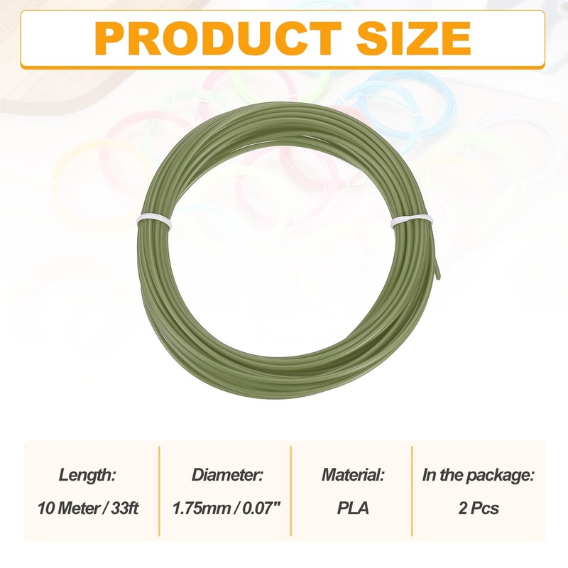 sourcing map 2 Pcs 3D Pen Filament, 1.75mm Dia 33ft