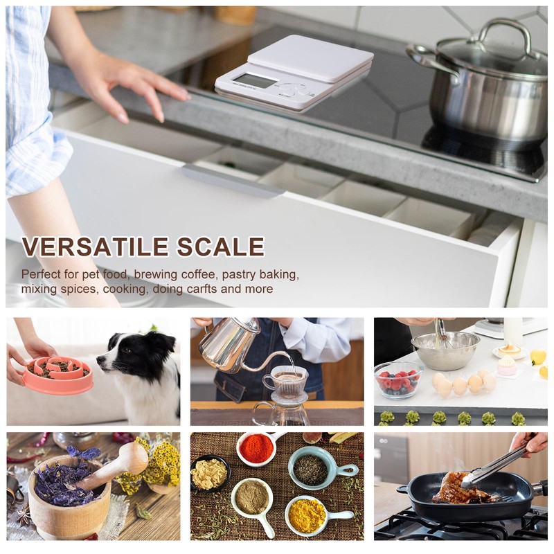 AiQInu Digital Kitchen Scales with Timer, 3 kg / 0.1