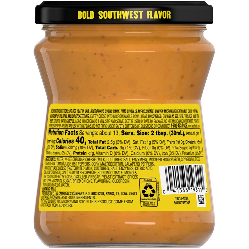 Pace Salsa Con Queso Cheese Dip, Great for Nachos, 15
