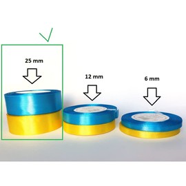 Set of Two Colours Yellow and Aqua Blue Satin Ribbon Decorative Ribbon Craft Ribbon Decorative Ribbon Satin Ukraine Ukrainian M (25 mm)