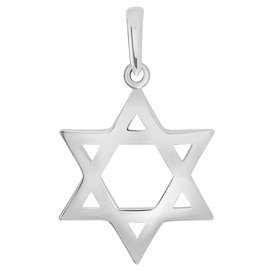Jewelry America Polished 14k White Gold Simple Jewish Charm Star of David Pendant (Small), White Gold