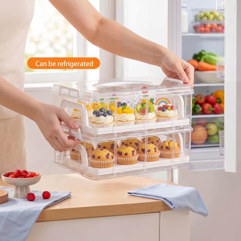 YFEEN Cupcake Carrier with Lid and Handle 24 Hole with