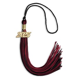 Endea Graduation Mixed Double Color Tassel with Gold Date Drop (Black/Cardinal, 2025)