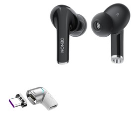 BoxWave Adapter Compatible with Denon Noise Cancelling Earbuds - MagnetoSnap PD Angle Adapter, Magnetic Charging Connector Device Saver - Metallic Silver