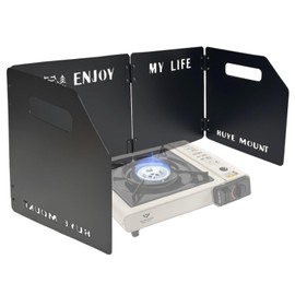 KeoPuals Stove Windscreen - Folding Camping Stove Windshield 4 Plates Stainless Steel Stove Windscreen for Outdoor, Picnic, Backpacking and Cooking Black