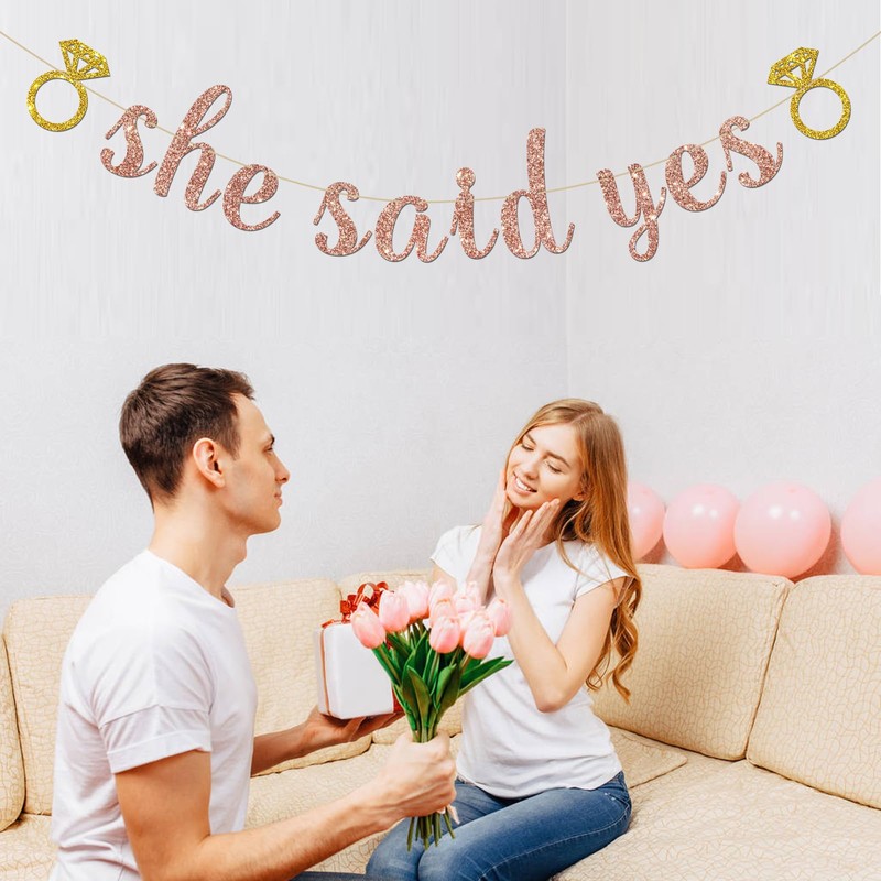 She Said Yes Banner, Bride to Be Party Decorations, Engagent,