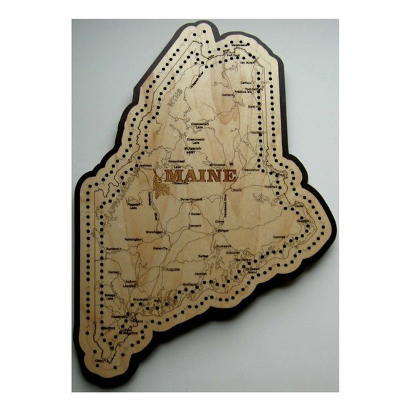 KCHEX Maine State Shape Road Map Cribbage Board