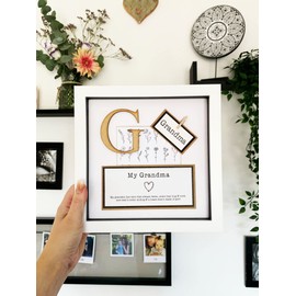 The Little Gem Company - Luxury Box Frame Gift with Wooden Letter & Beautiful Quote - Perfect for Mothers Day | Fathers Day | Birthday | Christmas (Grandma)