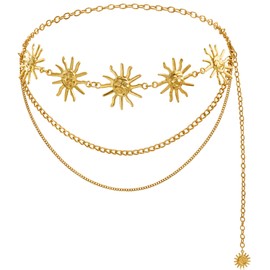 DHER Chain Belt for Women Fashion Waist Belt Casual Waist Chain Retro Belt Ethnic Style Accessories Adjustable Dress Waist Jewellery Belt Chain Belt for Dress and Jeans, b