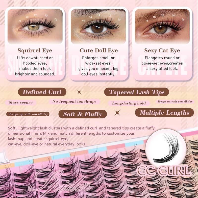 Spider Lash Clusters Layer Lock 10-16mm False Eyelashes Wispy Natural