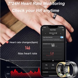 Smart Rings for Men Women, Fitness Ring Heart Rate Monitor Sleep Tracker Blood Oxygen, Health Ring Pedometer Calories Step Counter, IP68 Waterproof Smart Ring for Android iOS Phones
