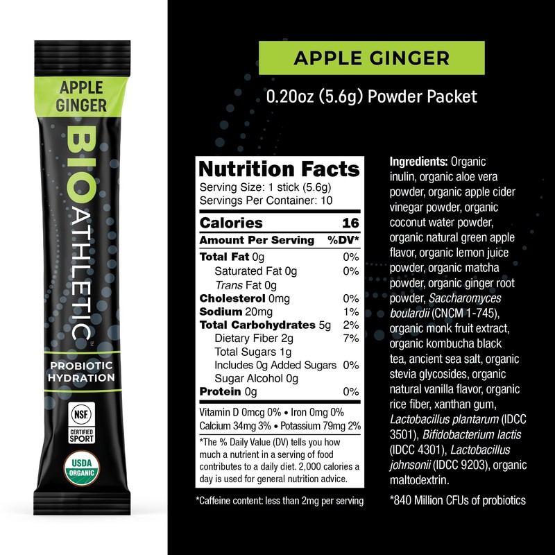 BioAthletic Probiotic + Electrolyte Hydration Drink Mix, with Vitamins D