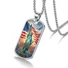 GuoShuang American 250th Anniversary Dog Tag Pendant Necklace, Silver Stainless