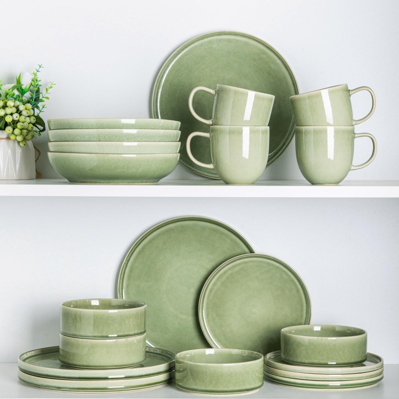 AmorArc Ceramic Dinnerware Set for 4, 12 Pieces Handmade Reactive