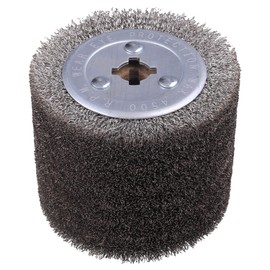 SHITIME 4.7" x 4" Stainless Steel Wire Brush Drum Surface Conditioning Tool, Drawing Wheel Wire Wheel Burnishing Tool for Metal Surface Polishing Grinding Removing Rust-3/4" Quad Keyway(0.3 mm Wire)