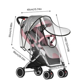 ZITUZY Rain Cover for Prams, Rain Cover Buggy, Pushchair with Window and Double Zip, Used for Pushchairs (Transparent)