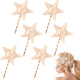 CHANZET 6Pcs Starfish Hair Clips, Resin Cute Beach Sea Star Hair Barrettes Pins, Mermaid Headpiece Hair Alligator Clips for Women Girls Hair Accessories Birthday Gift