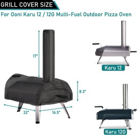 ZJYWSCH Pizza Oven Cover for Ooni Karu 12 12G Multi-Fuel Pizza Oven 600D Heavy Duty Portable Gas Wood Pizza Oven Cover Karu 2 12G Outdoor Waterproof