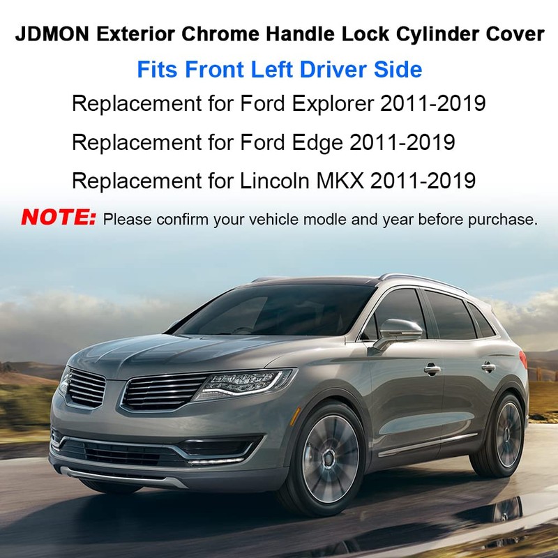 JDMON Front Driver Chrome Exterior Door Handle Lock Cylinder Cap