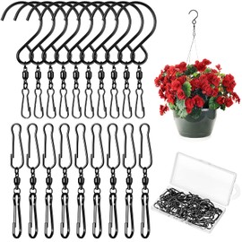 Jetec 30 Pieces Wind Spinner Swivel Hooks 360 Degree Dual Spinning Windsock Chime Supplies Hanger Swivels Clip Hanging Hooks with Storage Box for Wind Spinners Supply, 2 Styles (Black)