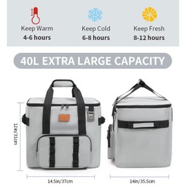 Outdoor Camping Bag 40L Large Capacity Cold and Fresh Insulation Bag, with Built-in Bottle Opener (Grey)