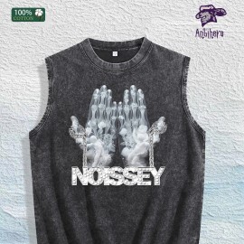 NOISSEY Graphic Washed Vest US Warehouse 3 Colors Cotton TankSize: 3 XL, Color: Gray