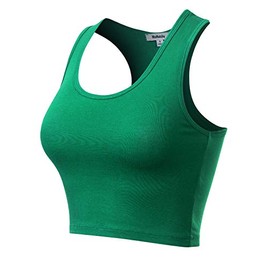 MixMatchy Women's Cotton Basic Sleeveless Racerback Sports Crop Tank Top Kelly Green S
