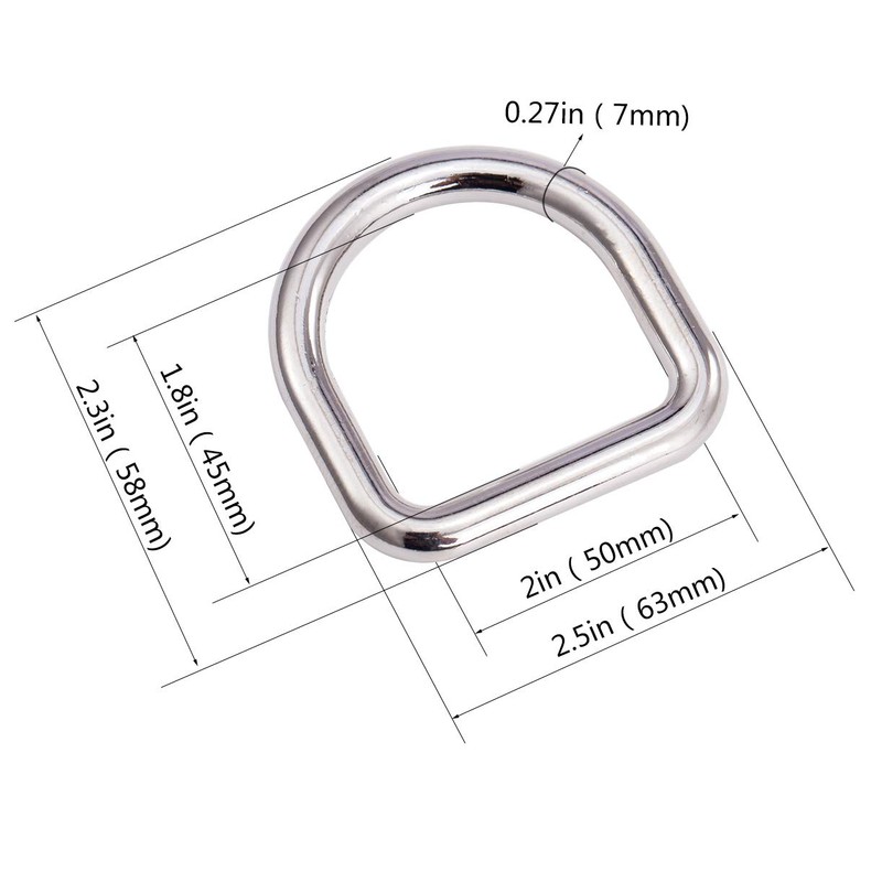 COOHC Metal D Rings 2 Inch Inner Welded Heavy Duty
