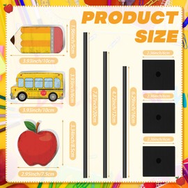 Tiangrid 3 Pcs Welcome Back to School Desk Sign Bus Pencil Apple Wooden Standing Table Top Home Decor Desktop Centerpiece Back to School Season Theme for Home Farmhouse Kitchen Decor