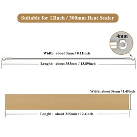 SEELAUGH 10 Pcs Impulse Sealer Replacement Parts for 12 Inch Iron Shell Heat Sealer(3mm Wide), with 16.4 feet Teflon Cloth Strip(38mm Wide), Heat Seal Replacement Strip for Manual 12" Bag Sealers