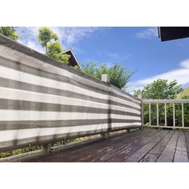 SEASONS Sunshade, Privacy Screen / Sheet, For Decks, Verandas, Balconies, Ventilated, 118.1 x 39.4 inches (300 x 100 cm), Gray and White